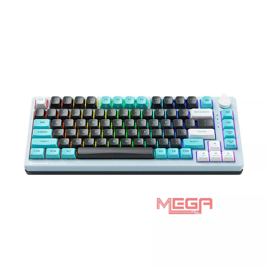 Bàn phím cơ không dây Machenike K600T-B82 Tri-Mode RGB GR Silver Switch Grey Blue