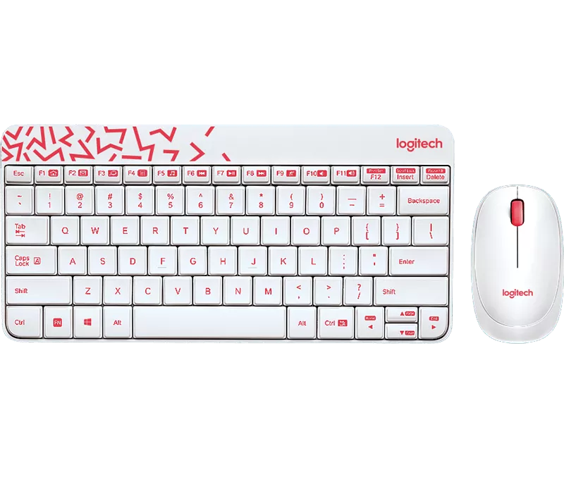 Bàn phím + chuột không dây Combo Logitech MK240 Mini (Trắng Đỏ)