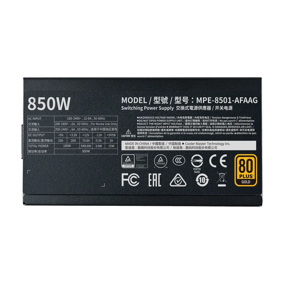 Nguồn máy tính Cooler Master V Gold V2 850W A/EU Cable