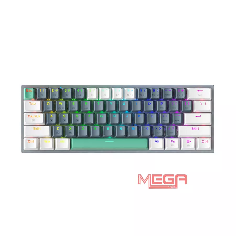 Bàn phím cơ không dây Machenike K500-B61W Tri-mode RGB EN Red Switch White