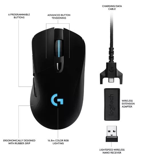 Chuột Gaming không dây Logitech G703 Hero Lightspeed Wireless