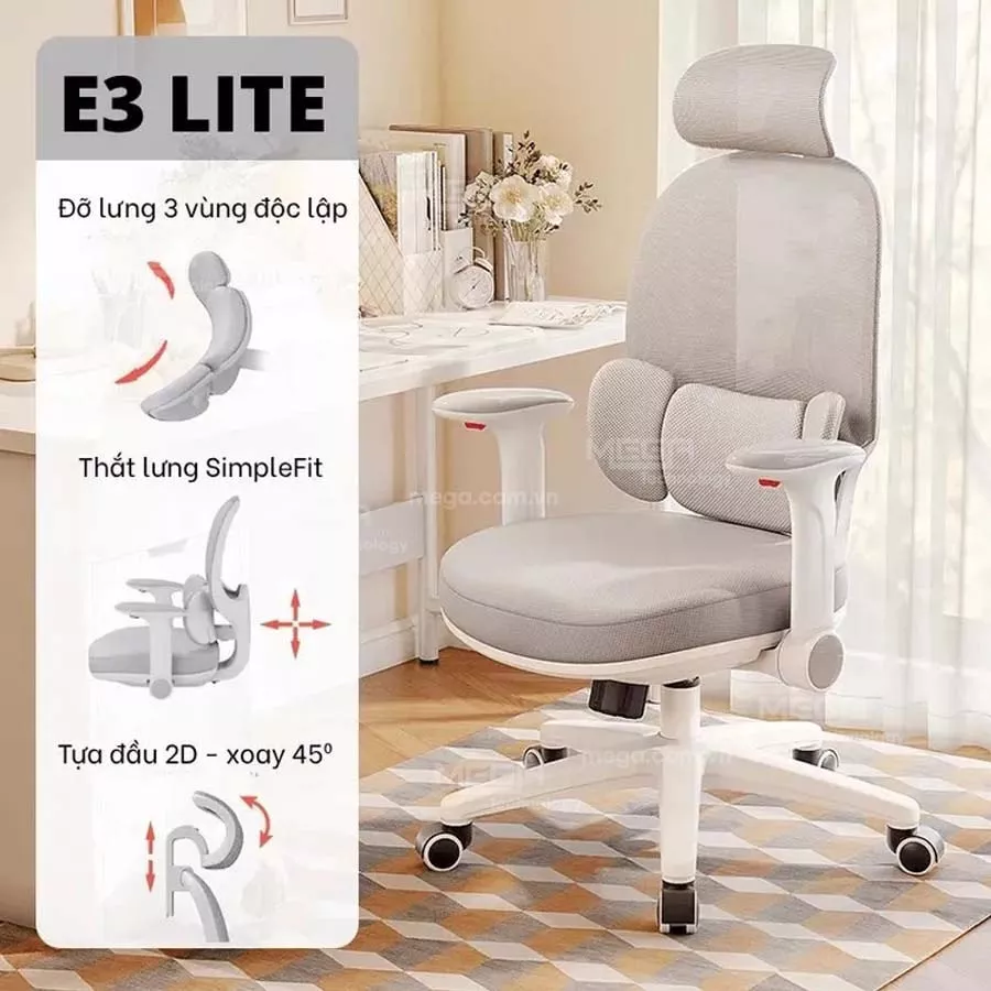 Ghế công thái học Manson E3 Lite Màu Xám