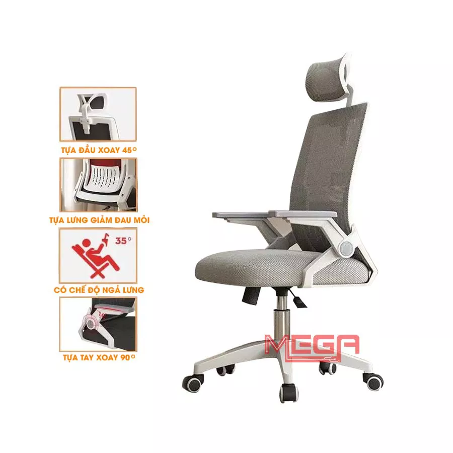 Ghế công thái học Xiaomi Manson Ergonomic Xám Trắng