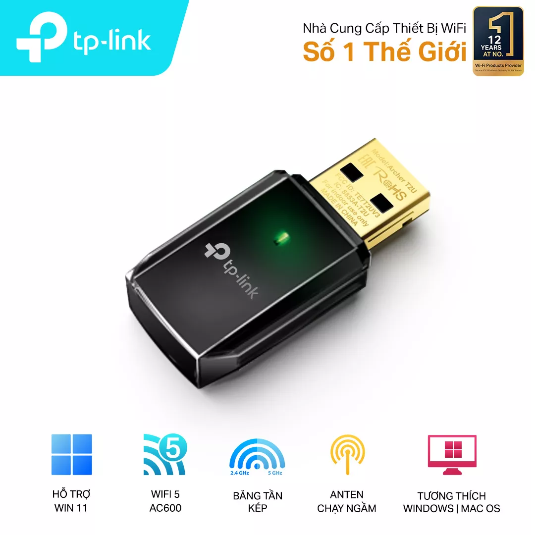 Bộ thu sóng TP-LINK, 2,4GHz, 5GHz_Archer T2U