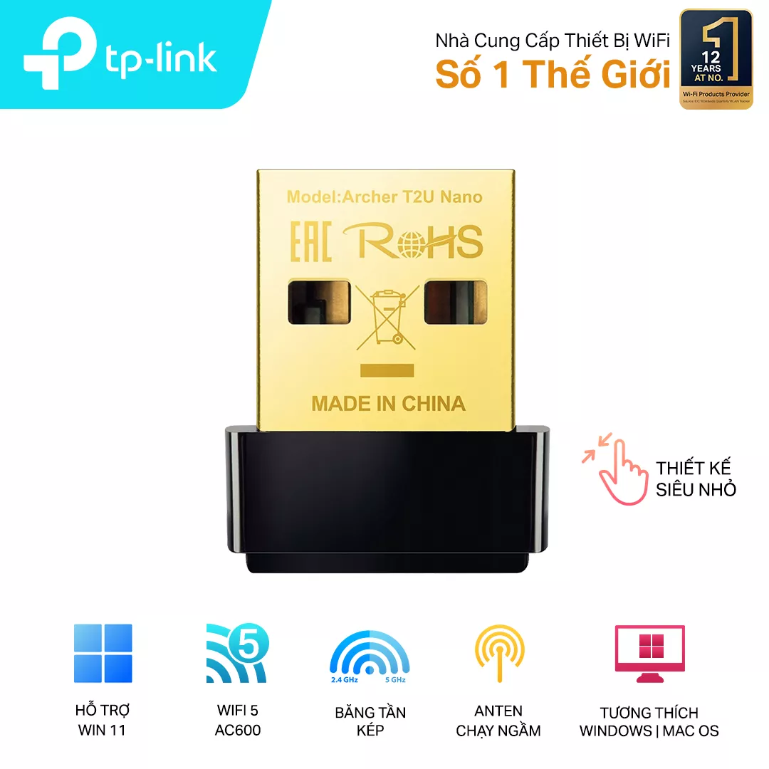 Bộ thu sóng TP-LINK, 2,4GHz,5GHz_Archer T2U Nano