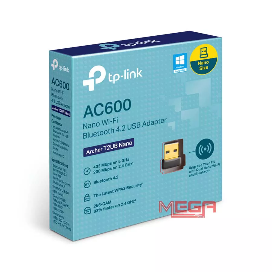 Bộ thu sóng Wifi Bluetooth TP-LINK,2.4,5GHz BT4.2 _Archer T2UB Nano