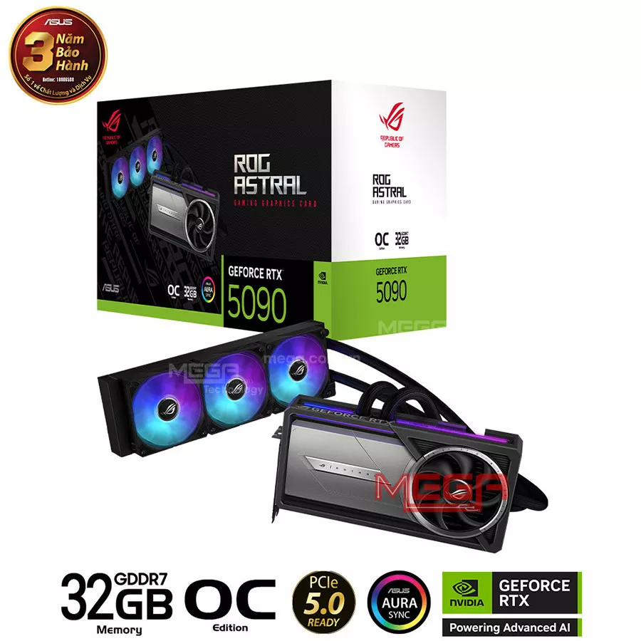 Vga Asus ROG Astral LC GeForce RTX 5090 32GB GDDR7 OC Edition