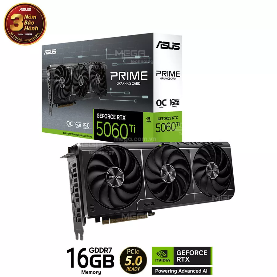 Vga ASUS PRIME GeForce RTX 5060 Ti 16GB GDDR7 OC Edition
