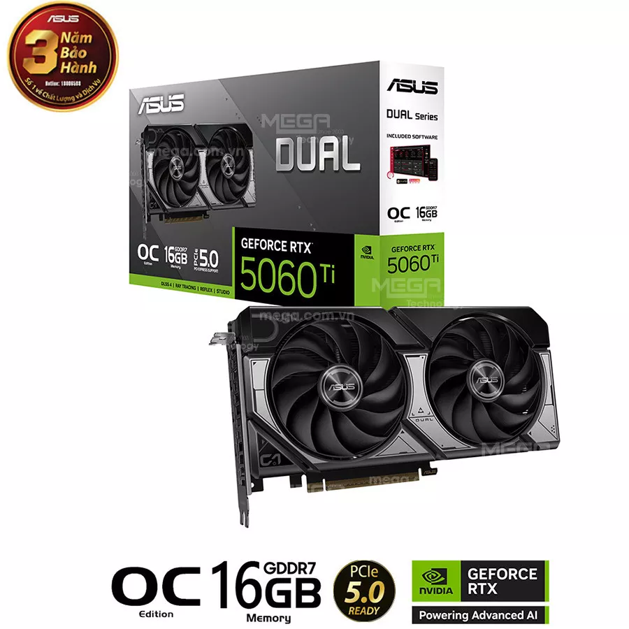 Vga ASUS Dual GeForce RTX 5060 Ti 16GB GDDR7 OC Edition