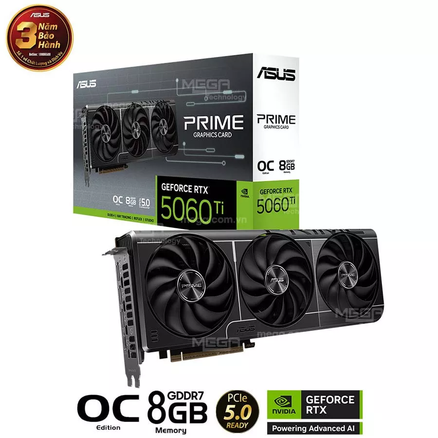 Vga ASUS PRIME GeForce RTX 5060 Ti 8GB GDDR7 OC Edition